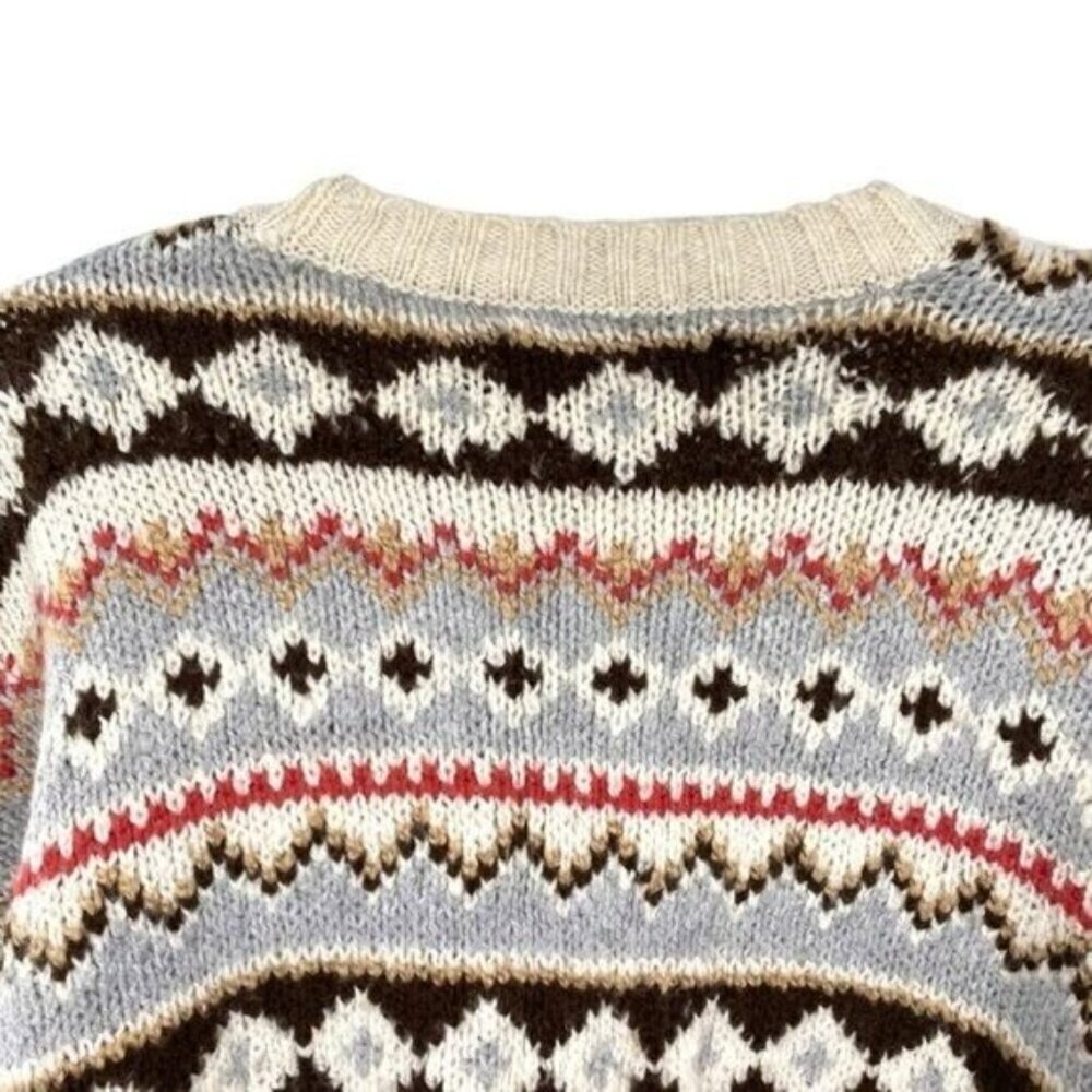 American Eagle Women's Fair Isle Argyle Button Down Cardigan Sweater - Picture 5 of 12